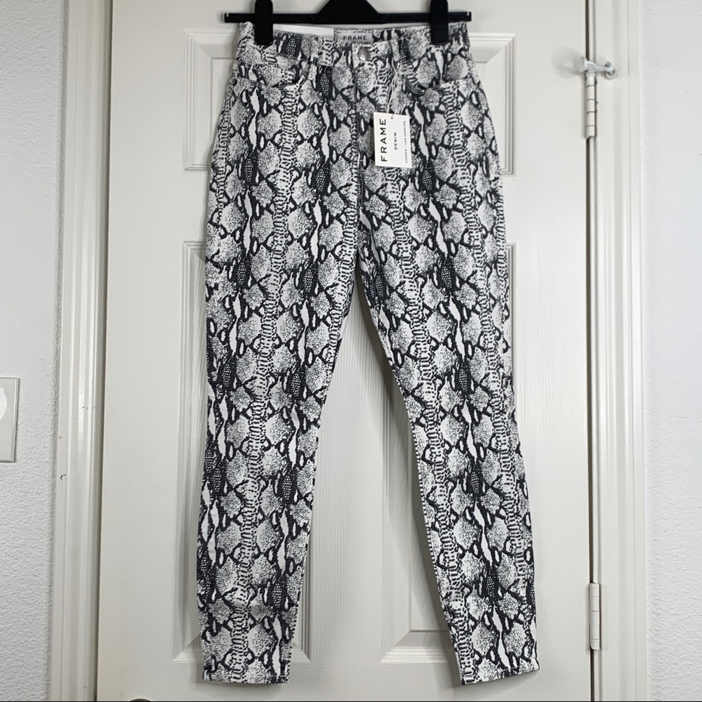Frame “Ali” High Rise Skinny Jeans Snake Print Sz 27 NWT